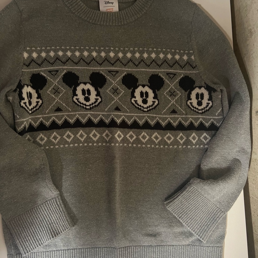 Disney Gray Crewneck Sweater with Mickey Mouse Design